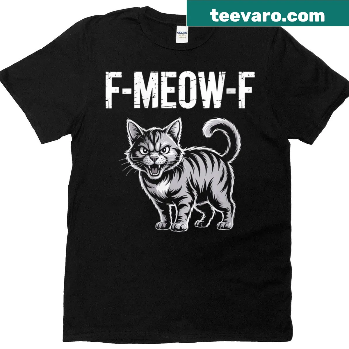 Funny cat meme t-shirt with cartoon design and humorous quote — on a men's t-shirt