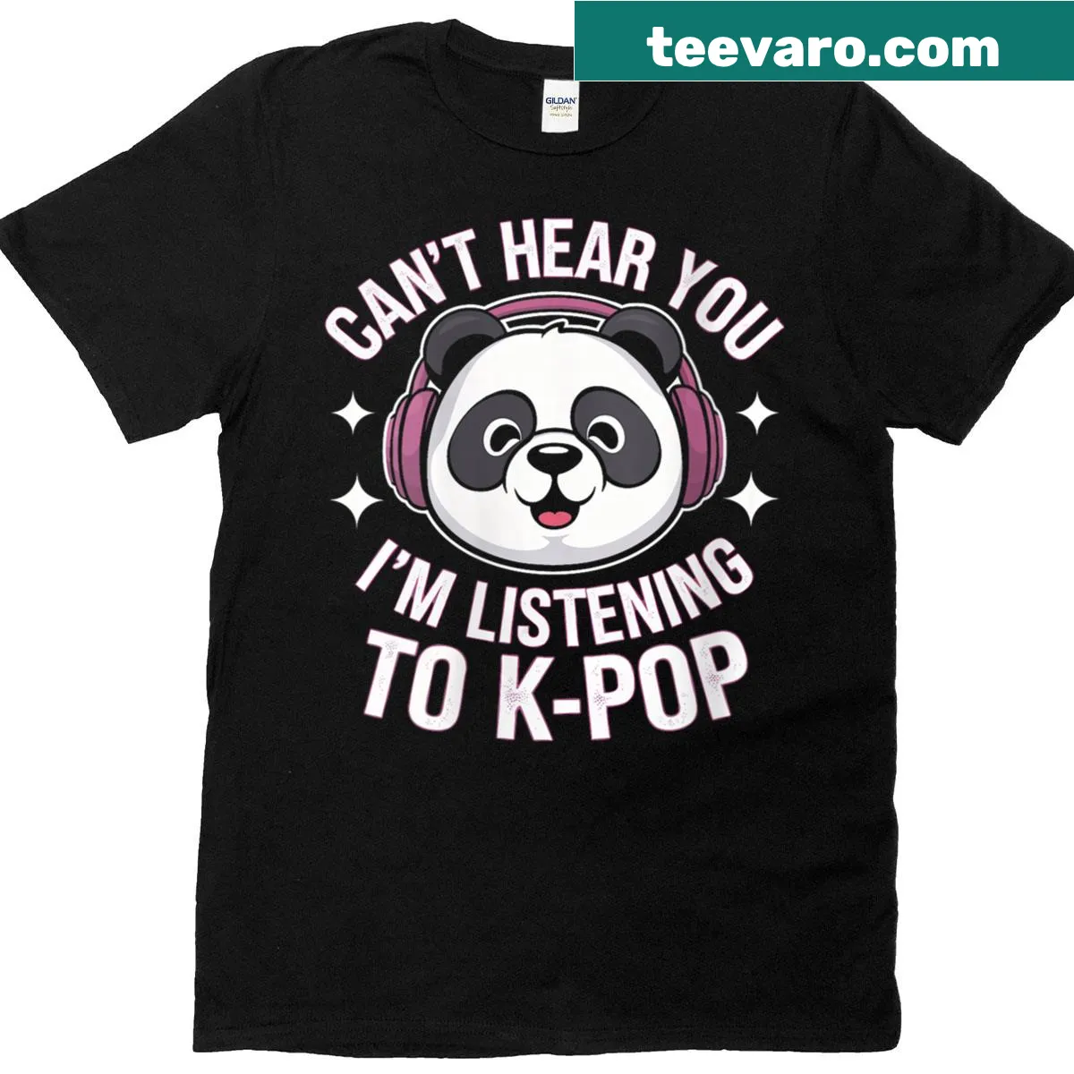 Typography design with 'Can't Hear You, I'm Listening to K-pop' on a women's T-shirt — on a men's t-shirt