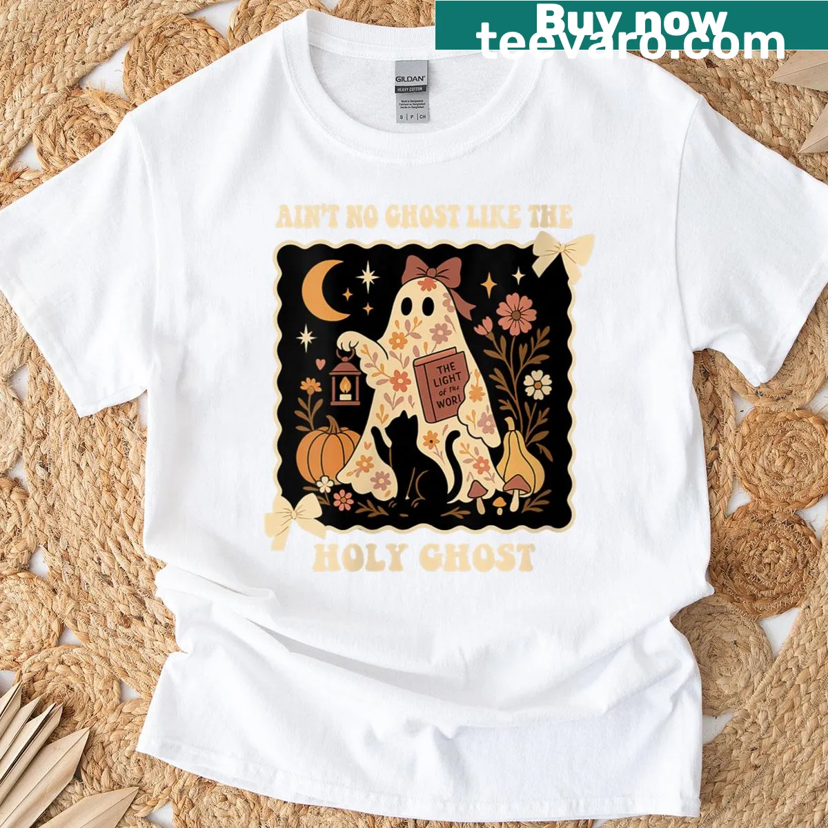 Halloween t-shirt featuring a Christian ghost quote — on a men's t-shirt