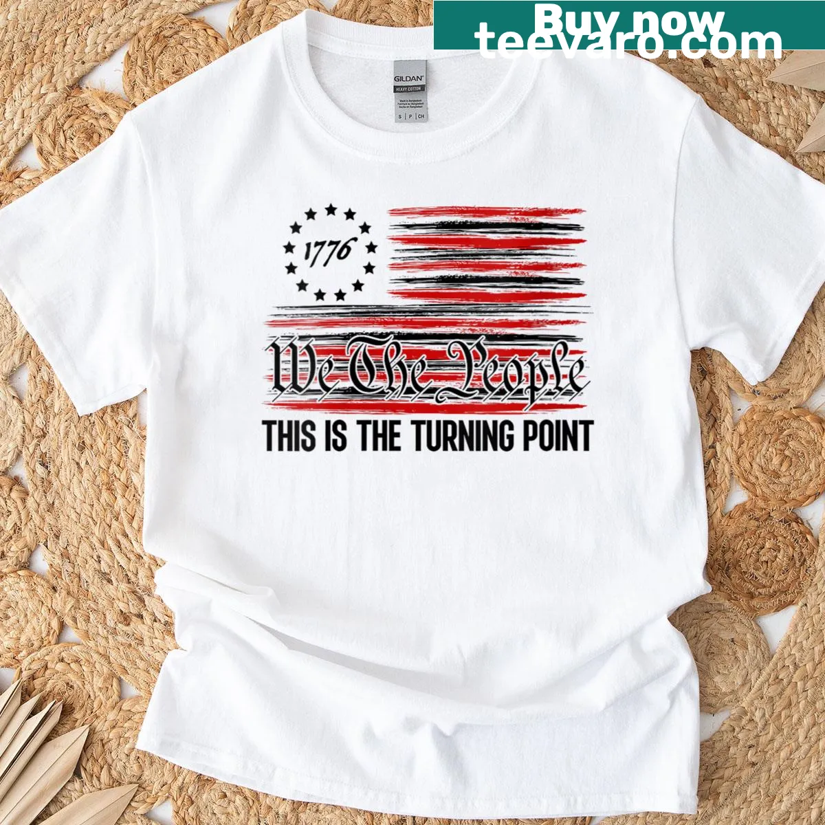 American Freedom T-shirt featuring USA flag and inspirational text — on a men's t-shirt