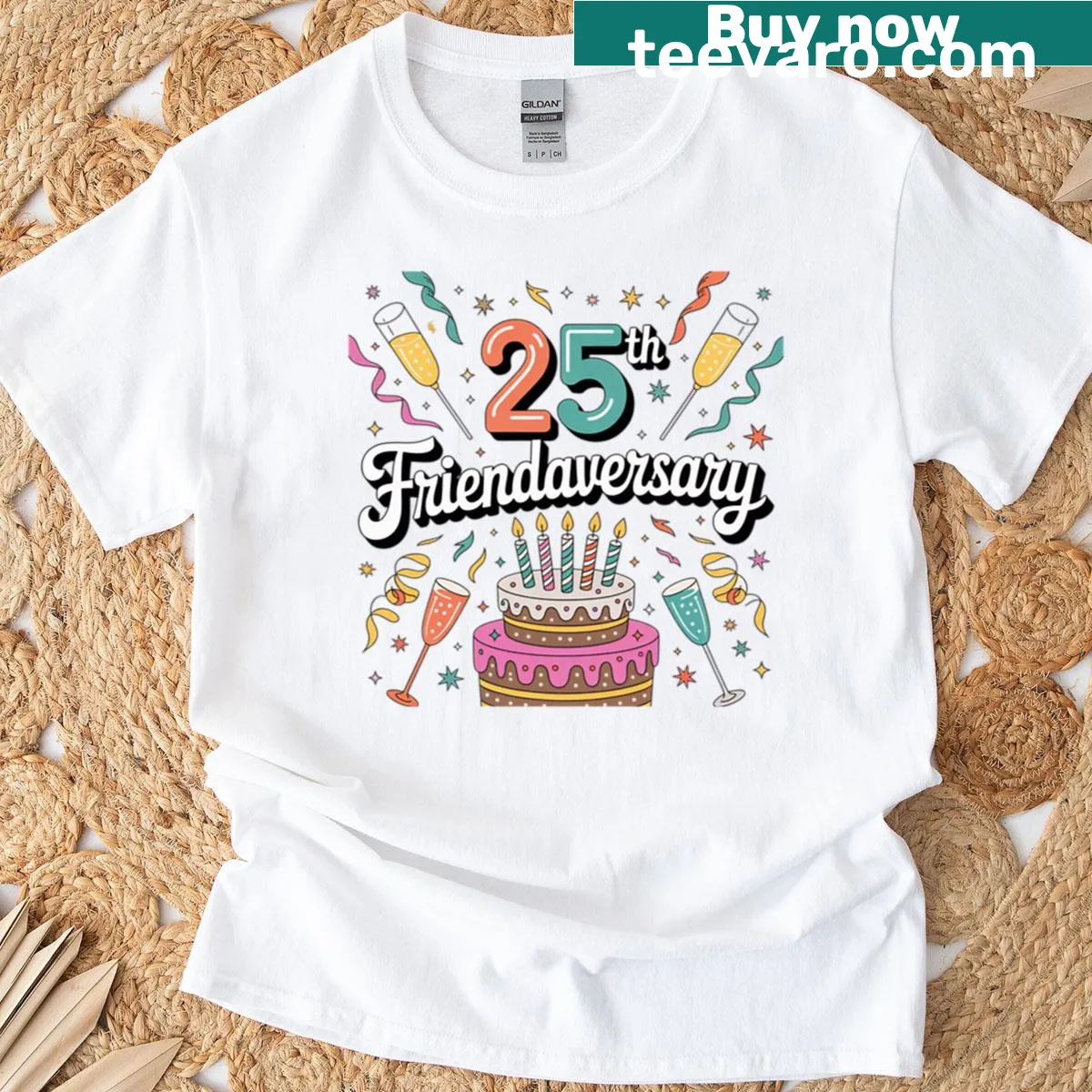 Funny friendship anniversary design t-shirt celebrating 25 years — on a men's t-shirt