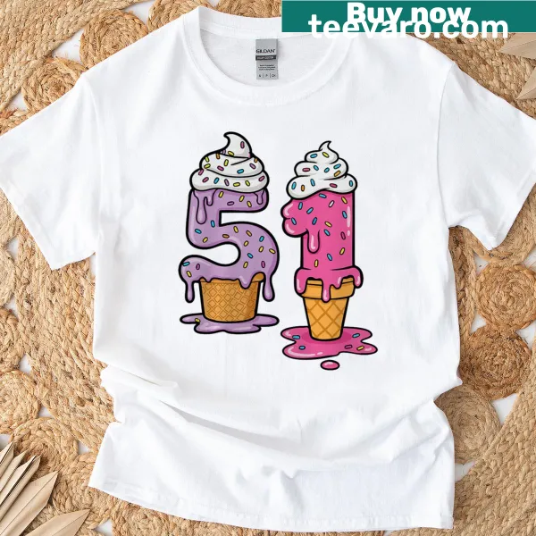Funny ice cream dripping art in jersey style for everyday wear