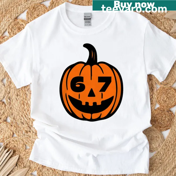 Funny Halloween costume shirt with text '6 7' for students and teachers