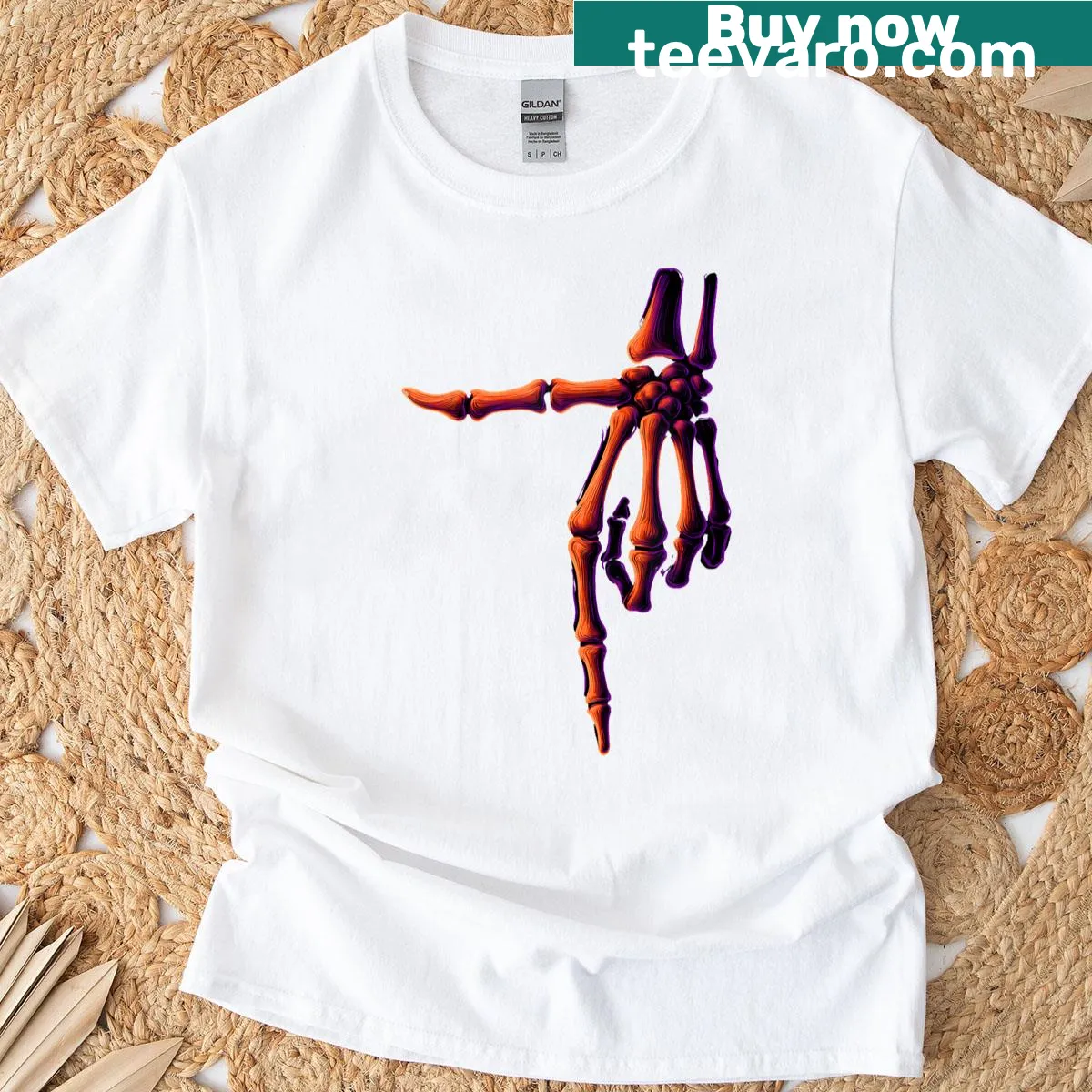 Funny skeleton hand Halloween T-shirt for kids — on a men's t-shirt