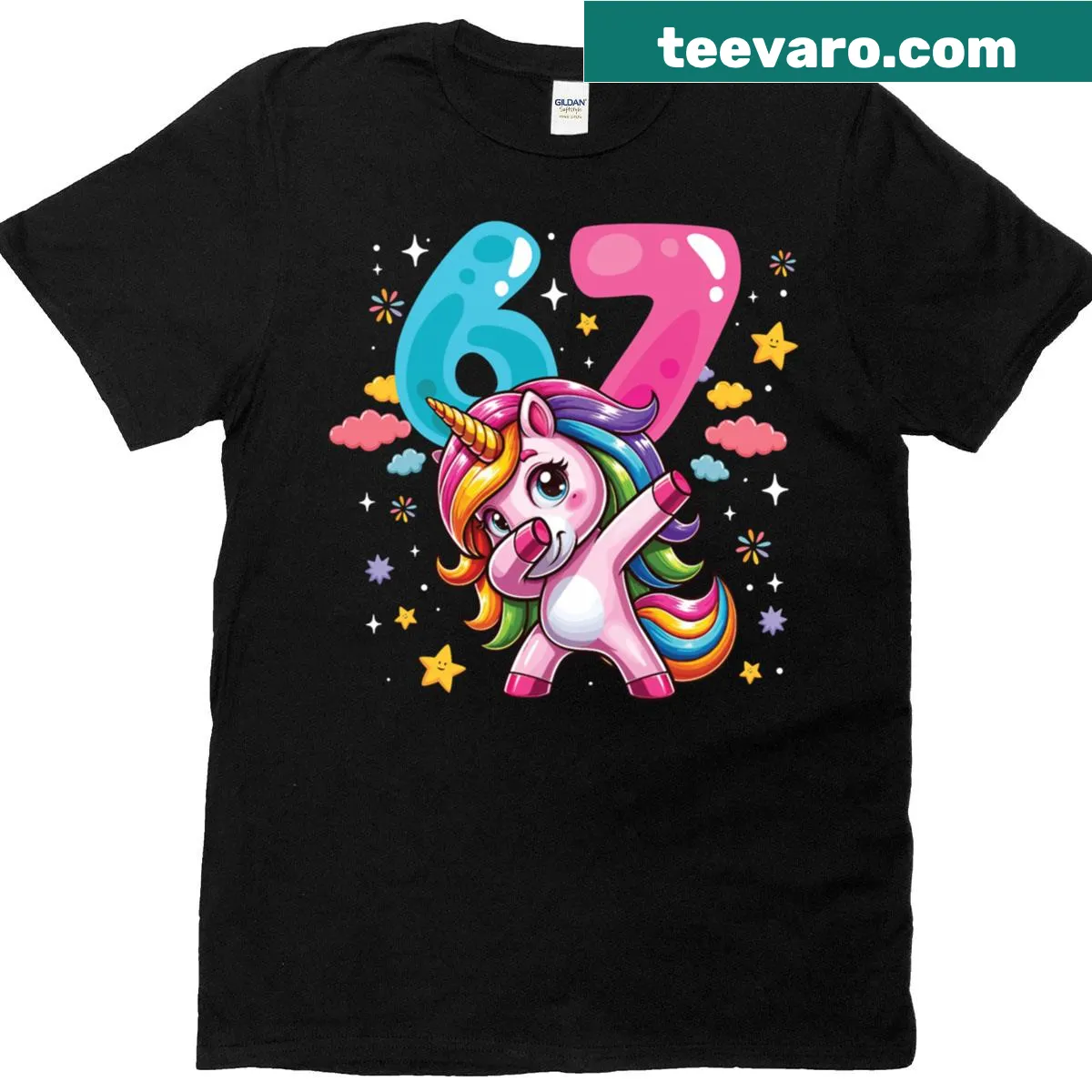 Funny kids t-shirt featuring a cartoon unicorn and meme graphic — on a men's t-shirt