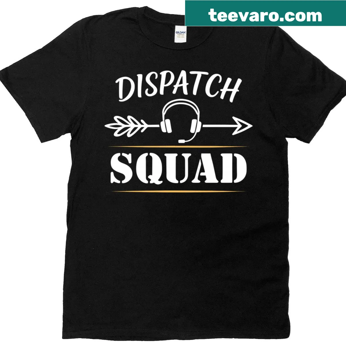 911 Dispatcher Squad emblem T-shirt in badge style — on a men's t-shirt