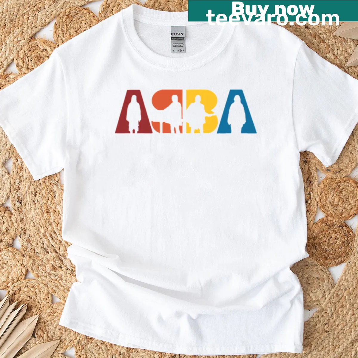Silhouette design honoring ABBA on a T-shirt — on a men's t-shirt