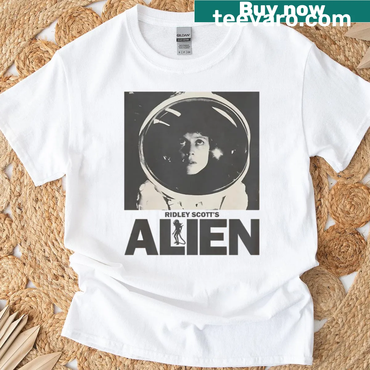 Alien movie-themed T-shirt with iconic design — on a men's t-shirt
