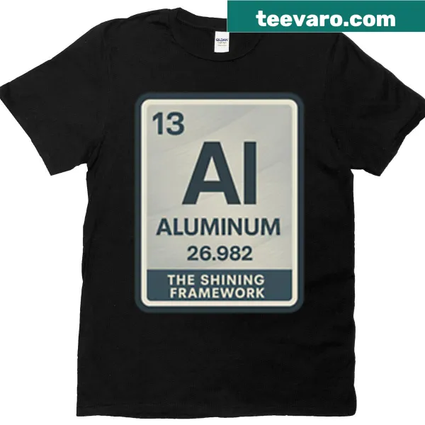 Graphic of aluminum framework on a science-themed t-shirt