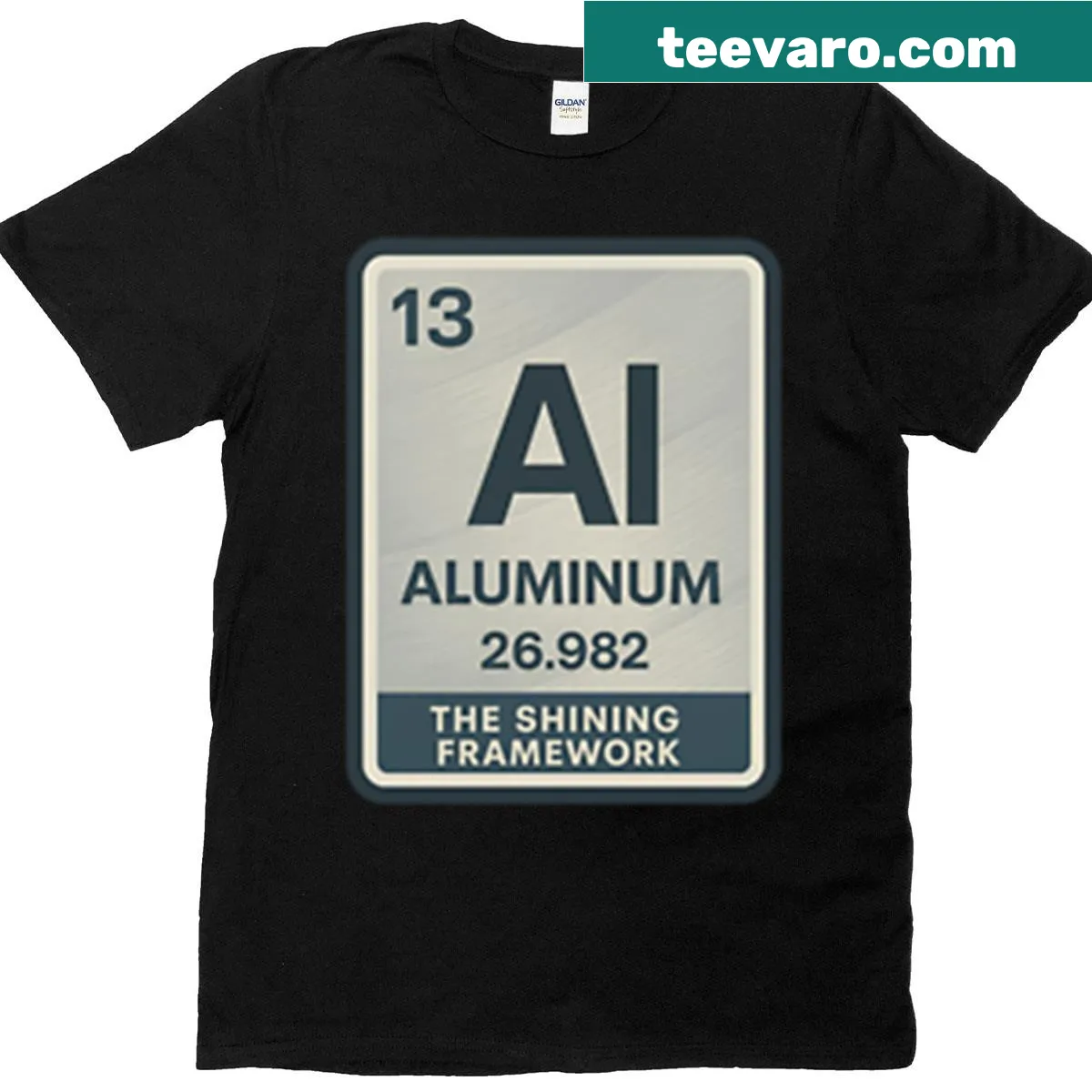Graphic of aluminum framework on a science-themed t-shirt — on a men's t-shirt