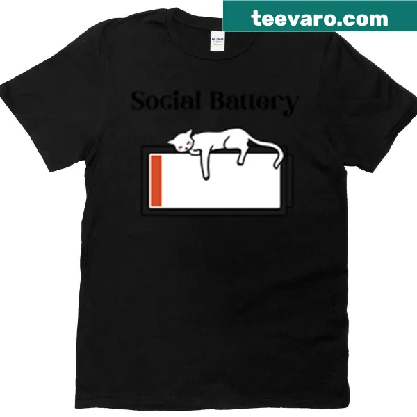 Cute sleeping cat design with anti-social theme on a T-shirt