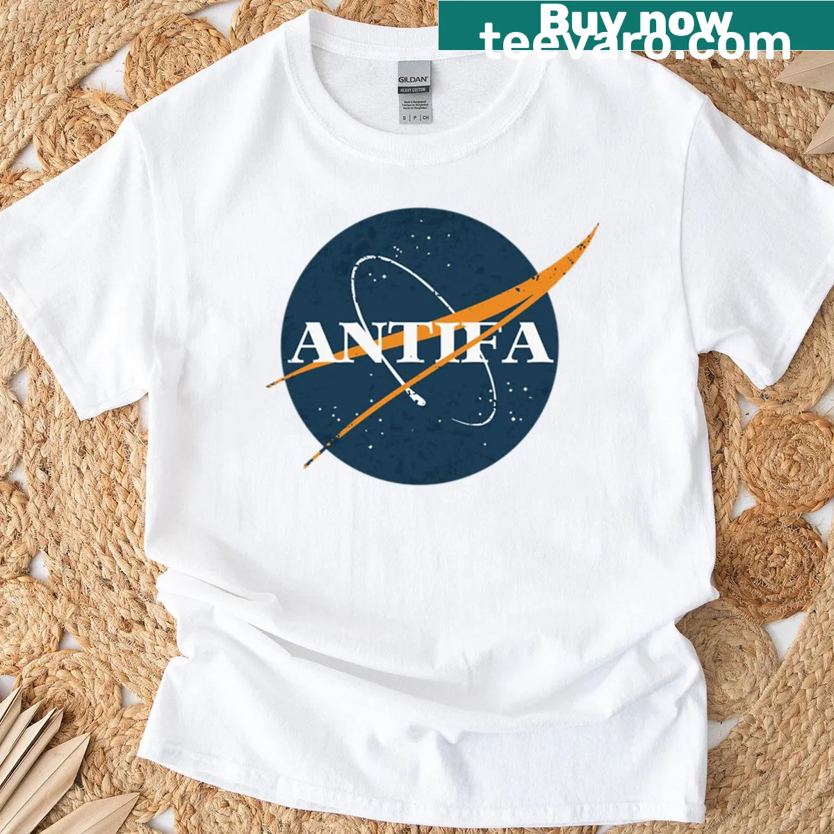 Edgy vintage graphic on an Antifa-themed t-shirt — on a men's t-shirt