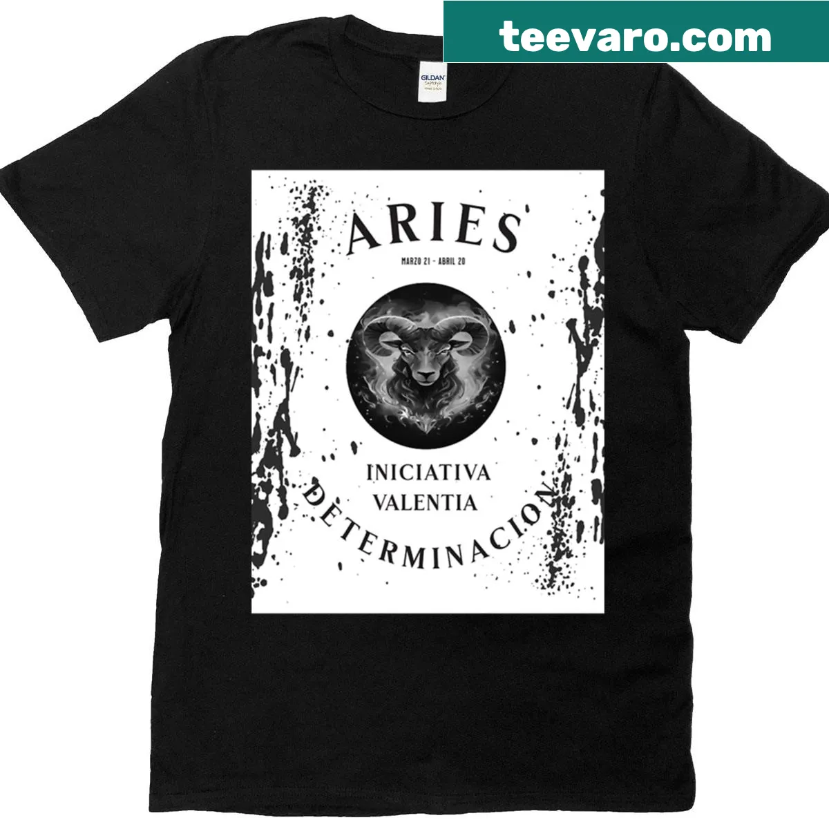 Aries sign graphic t-shirt for astrology lovers — on a men's t-shirt