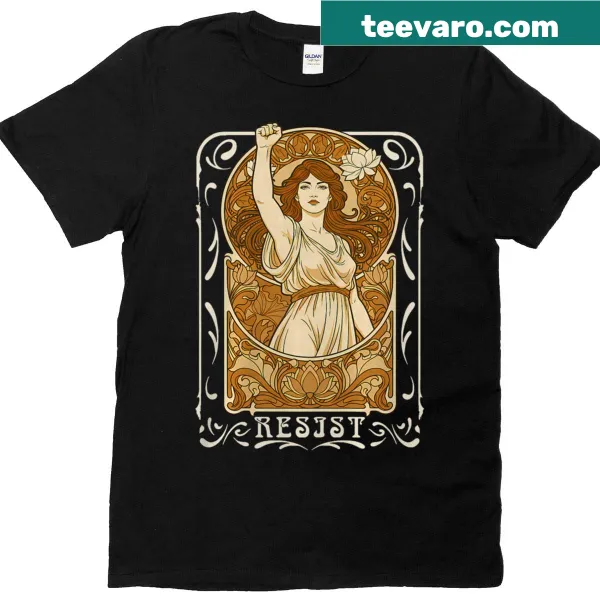 Art Nouveau t-shirt with feminist statement and elegant typography