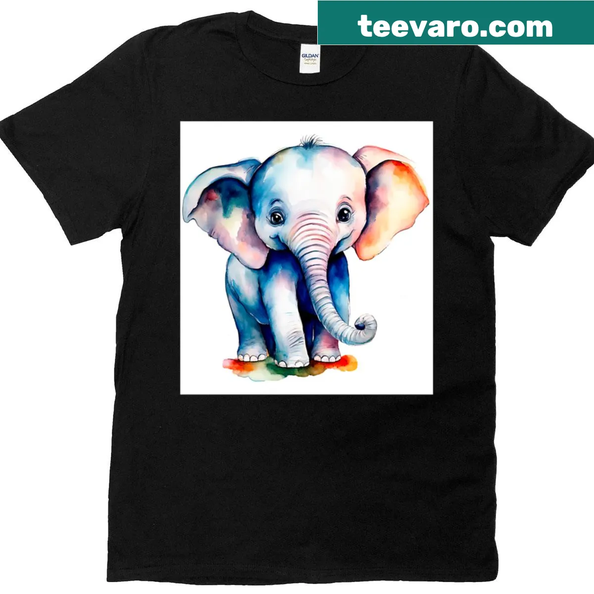 Cute cartoon T-shirt featuring a baby elephant for kids — on a men's t-shirt