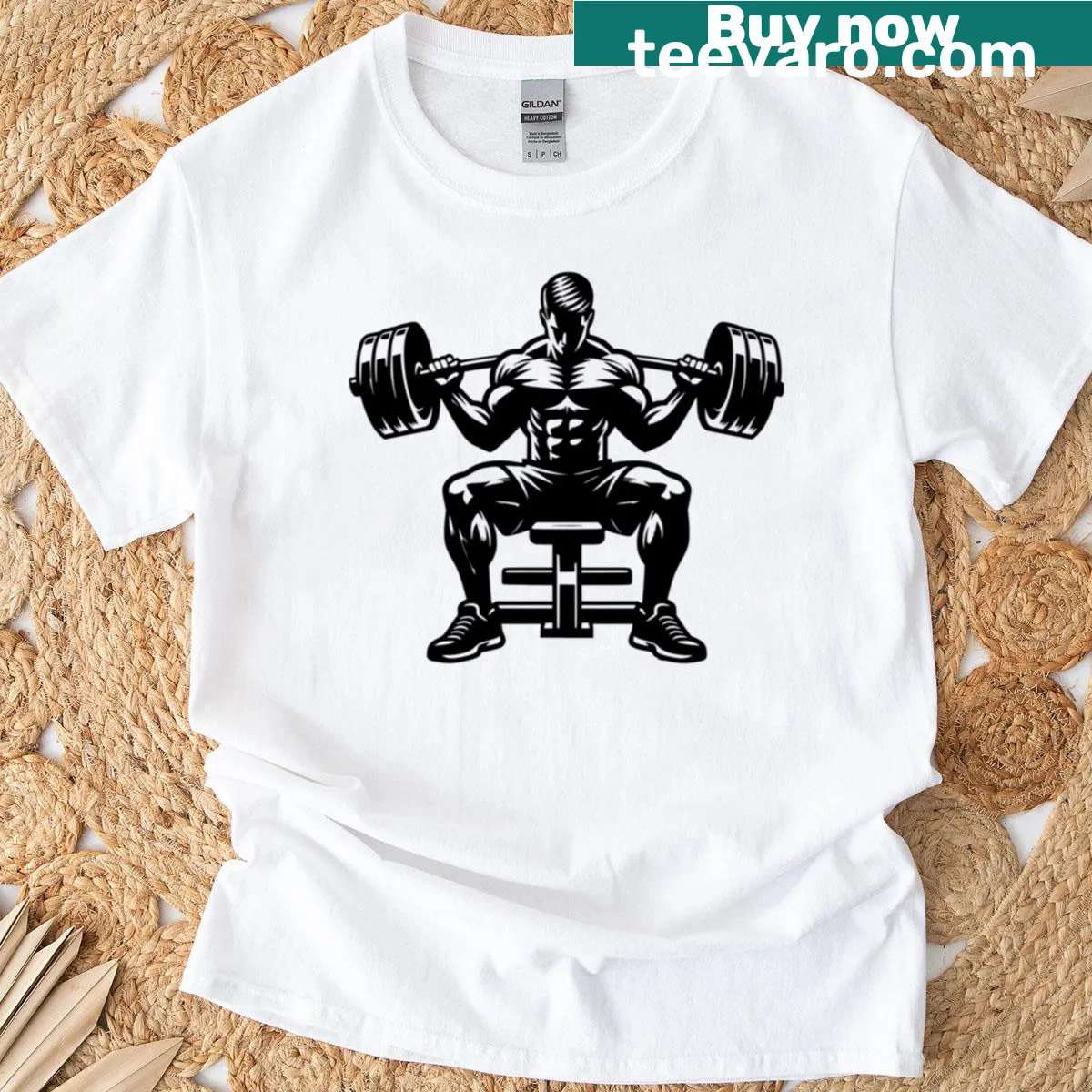 Inspirational typography graphic on a T-shirt, promoting strength and resilience. — on a men's t-shirt