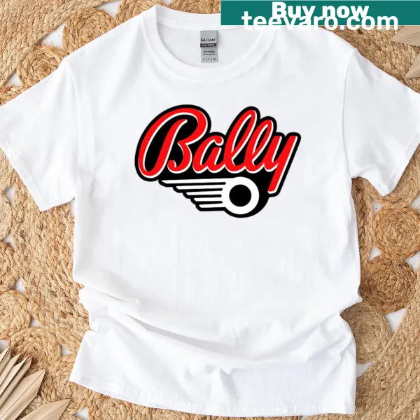 Retro Bally Pinball graphic t-shirt featuring a classic pinball machine