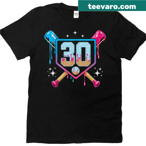 T-shirt with colorful ice cream drip design celebrating 30th birthday