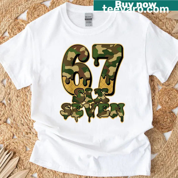 Cartoon ice cream and baseball design on boys' camo t-shirt