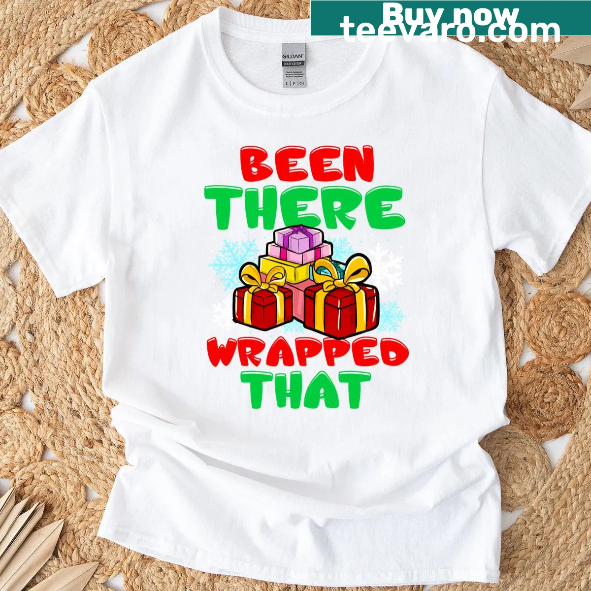 Funny typography T-shirt about Christmas gift-wrapping experiences — on a men's t-shirt