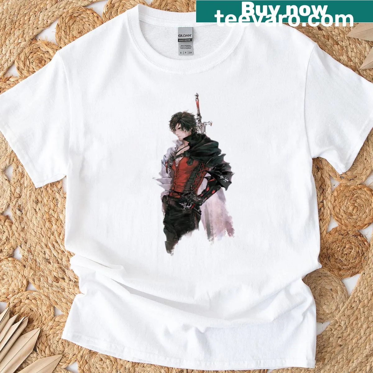 Illustrative T-shirt featuring powerful graphic inspired by fantasy themes — on a men's t-shirt