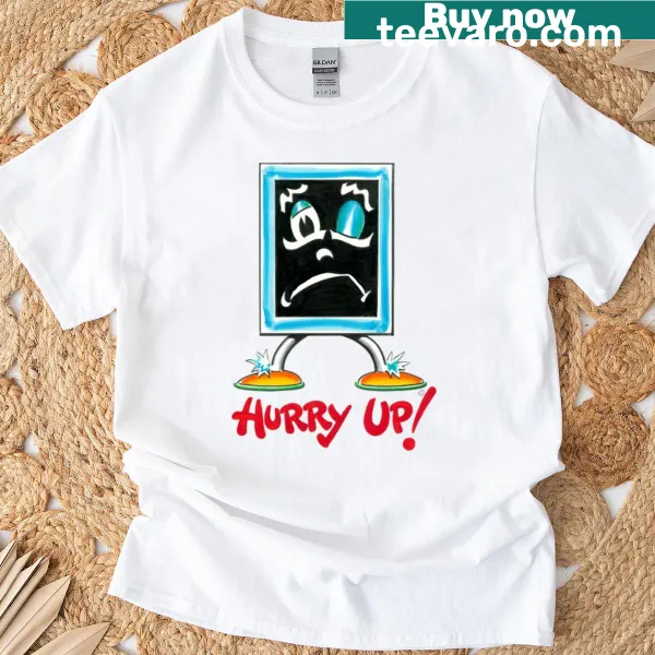 Vintage distressed shirt with playful chalkboard-style text
