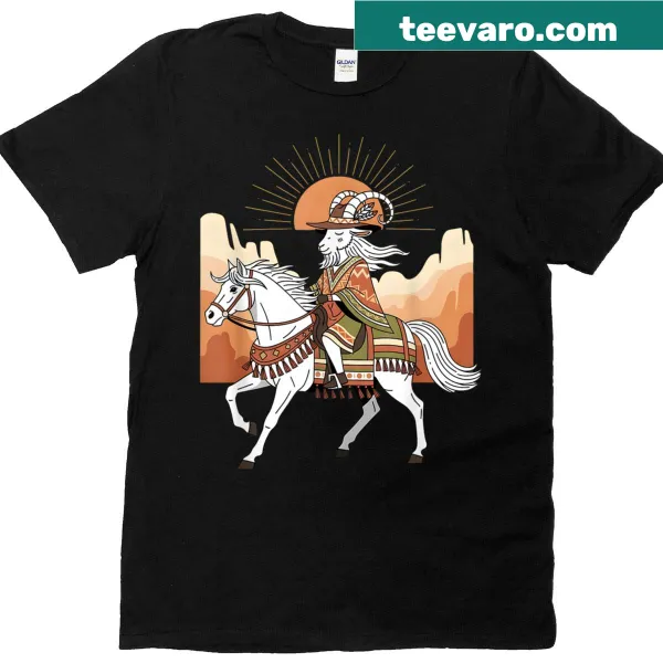 Boho goat rider in desert art on a stylish t-shirt