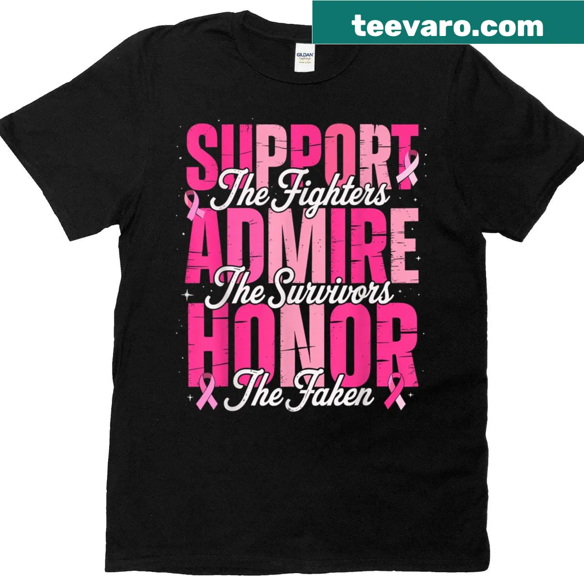 Vintage-style T-shirt for breast cancer awareness with supportive text — on a men's t-shirt