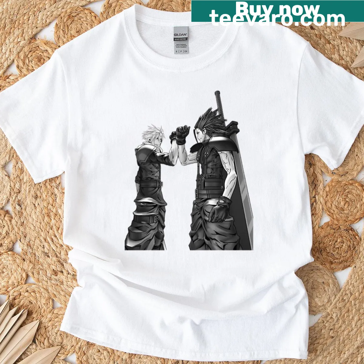 Illustrative design of blades on Brotherhood Of The Blade t-shirt — on a men's t-shirt