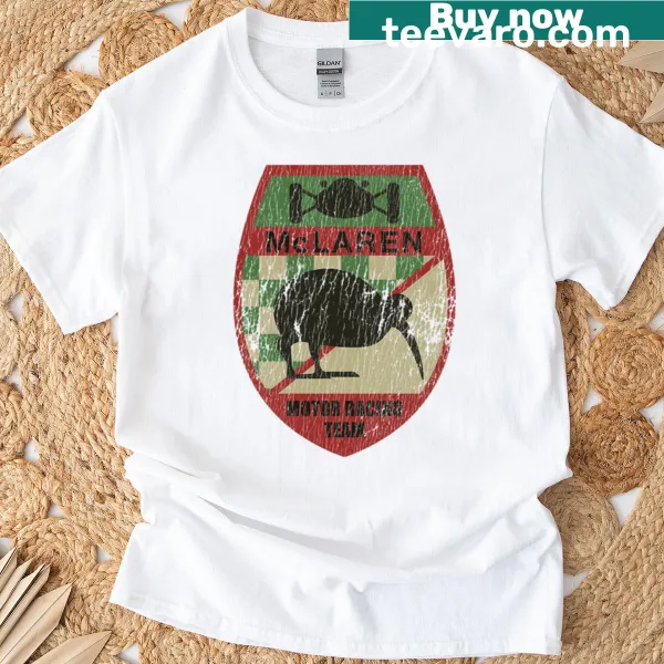 Vintage T-shirt featuring the 1963 Bruce McLaren Motor Racing Team logo