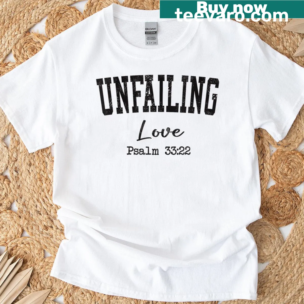 T-shirt with the phrase 'Unfailing Love' and Christian symbols — on a men's t-shirt