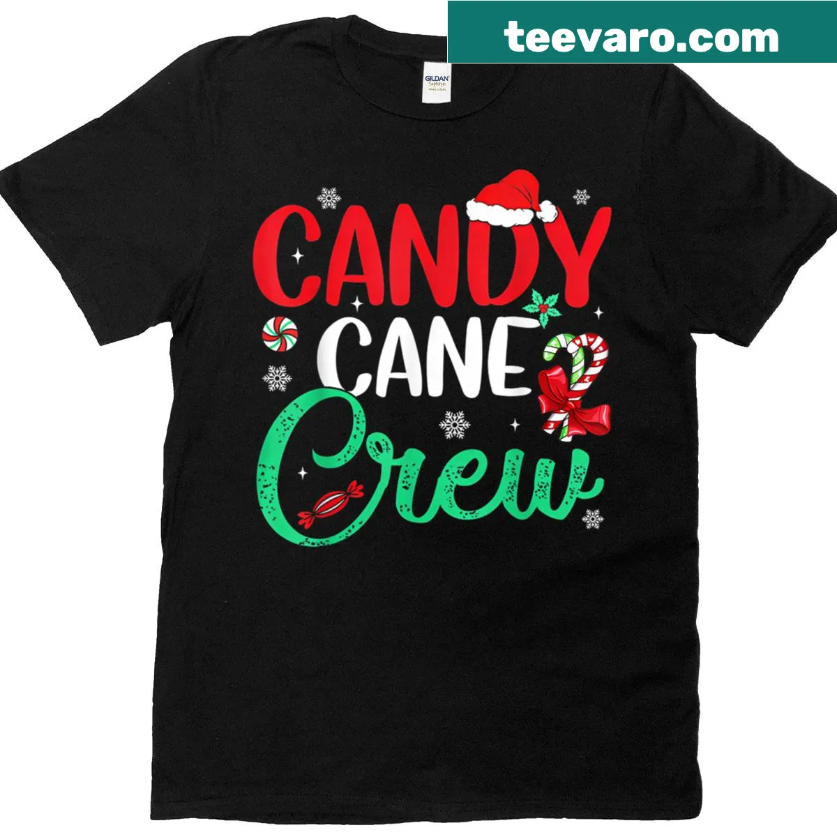 Funny Christmas Candy Cane T-shirt for family matching — on a men's t-shirt