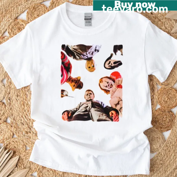 Vintage horror movie t-shirt with distressed design for Halloween