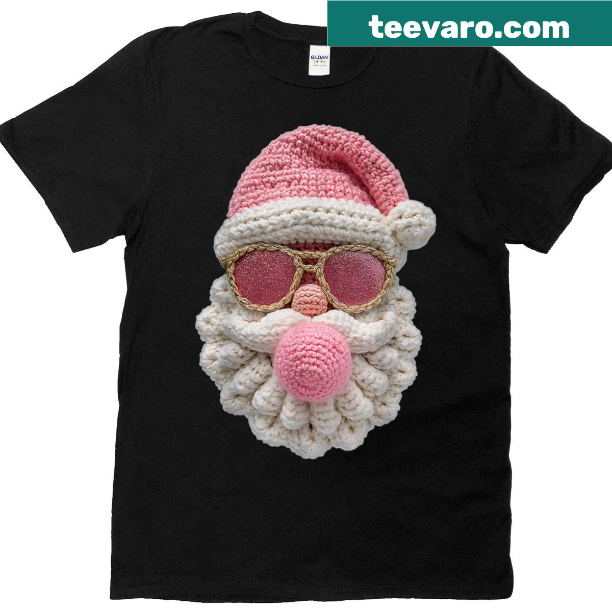 Cute Santa blowing bubble gum graphic T-shirt for kids — on a men's t-shirt