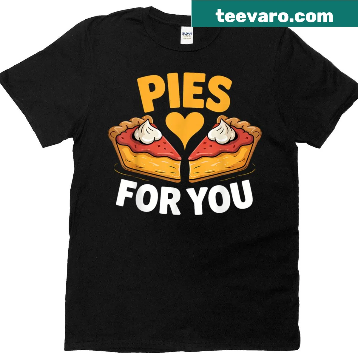 Illustration of a cute pie with a heartfelt message — on a men's t-shirt
