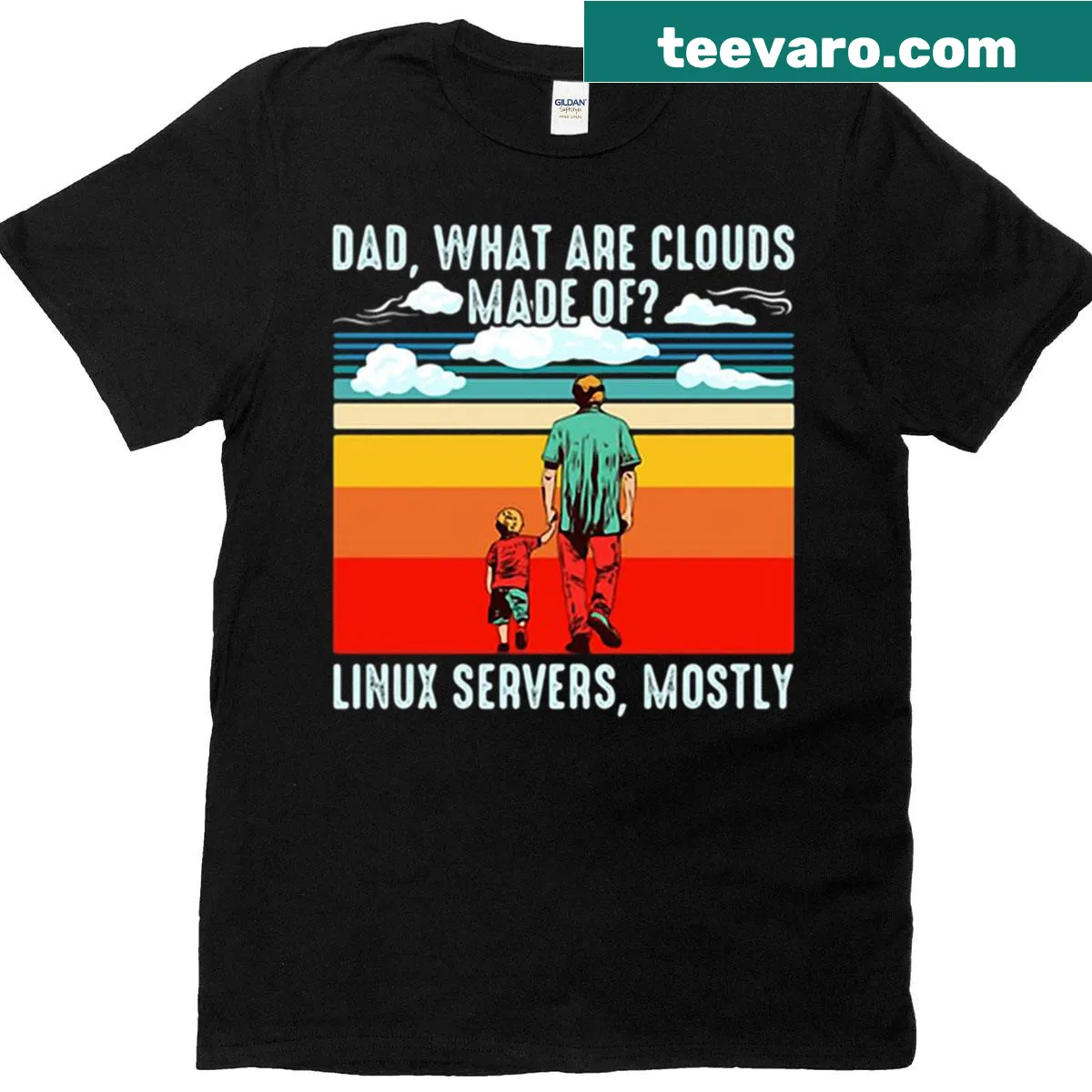 Vintage-style T-shirt with a humorous tech-themed graphic for dads — on a men's t-shirt