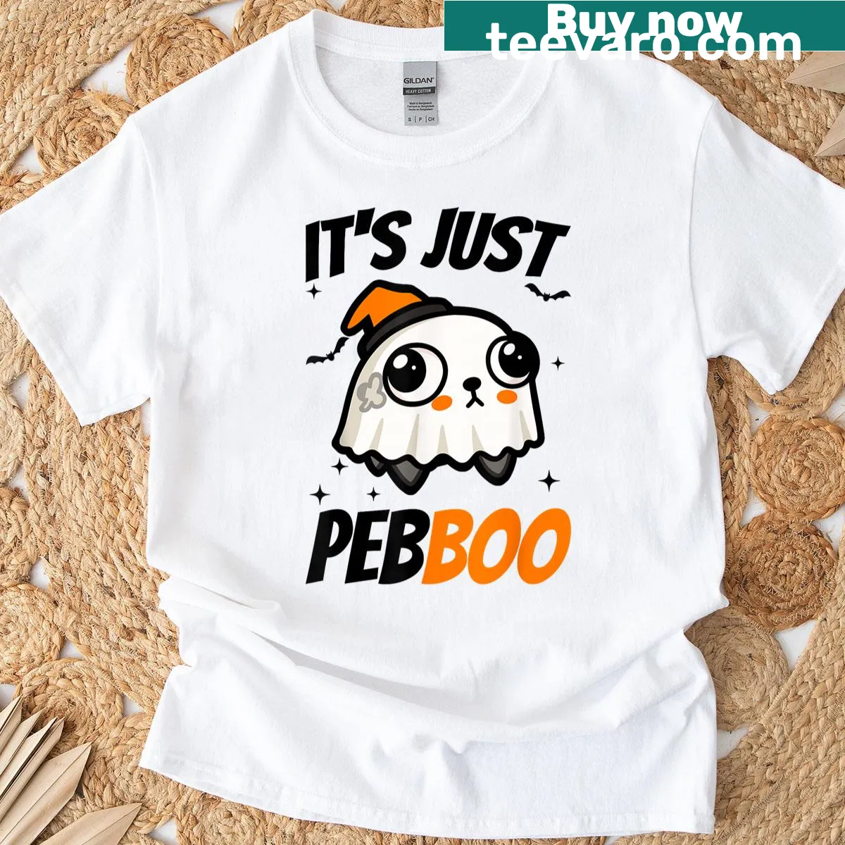 Cute Halloween T-shirt with Im Just A Pebble design featuring cartoon graphics — on a men's t-shirt