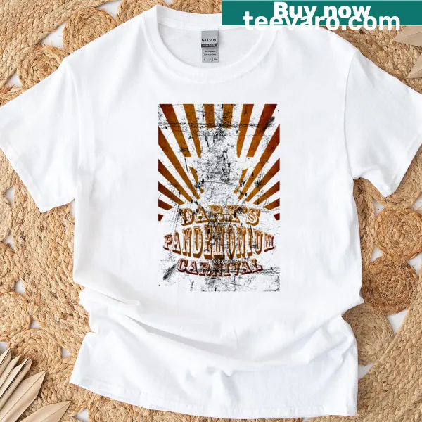 Oversized tee with a dark carnival graphic, whimsical and bold design