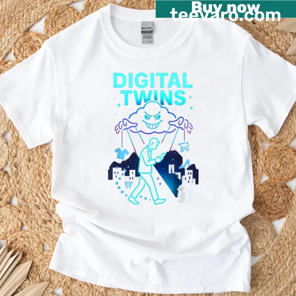 Humorous text about digital consumerism on a t-shirt