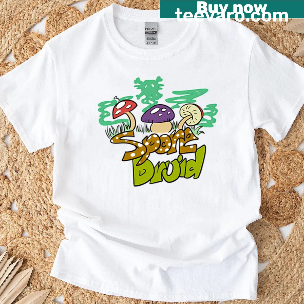 Dungeons & Dragons T-shirt featuring a Spore Druid character design — on a men's t-shirt