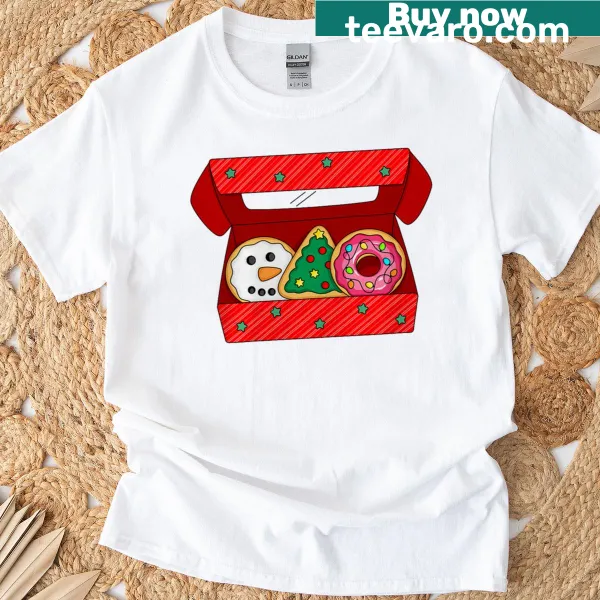 Whimsical snowman and donut graphic for Christmas