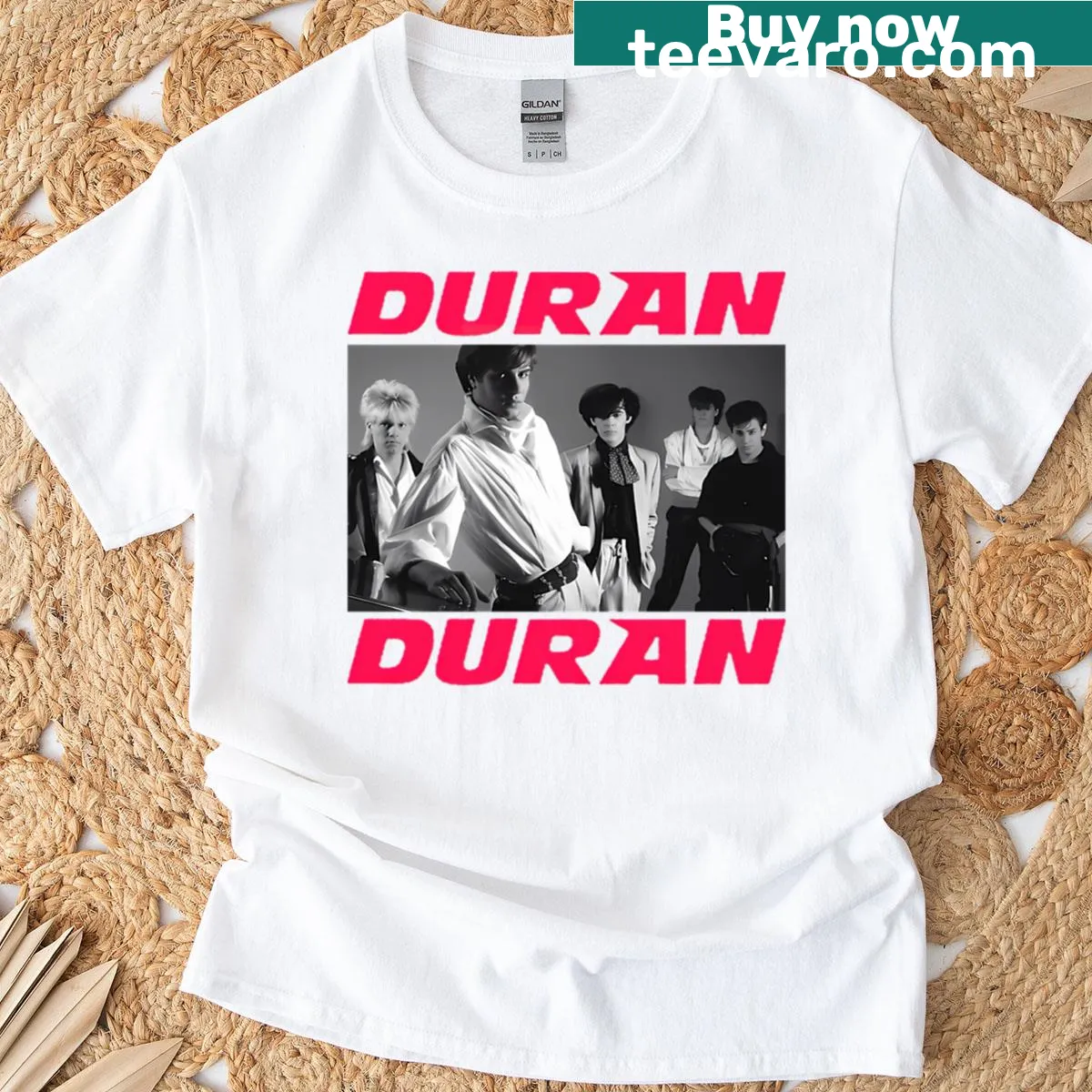 Vintage Duran Duran t-shirt with retro band design — on a men's t-shirt