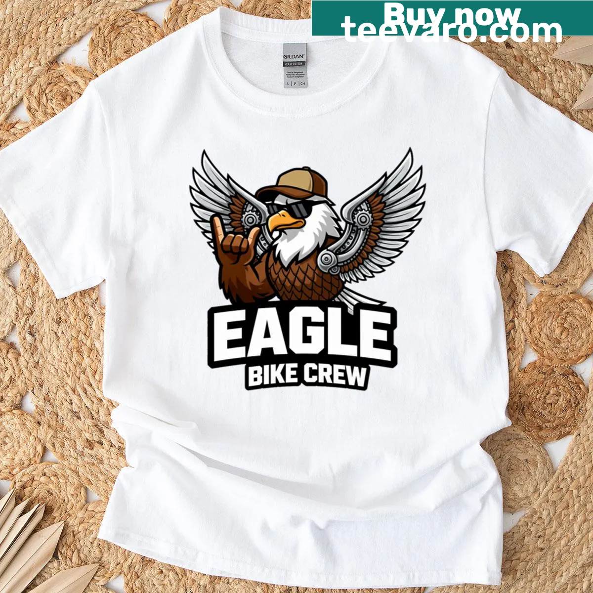 Eagle graphic motorcycle t-shirt designed for bike enthusiasts — on a men's t-shirt