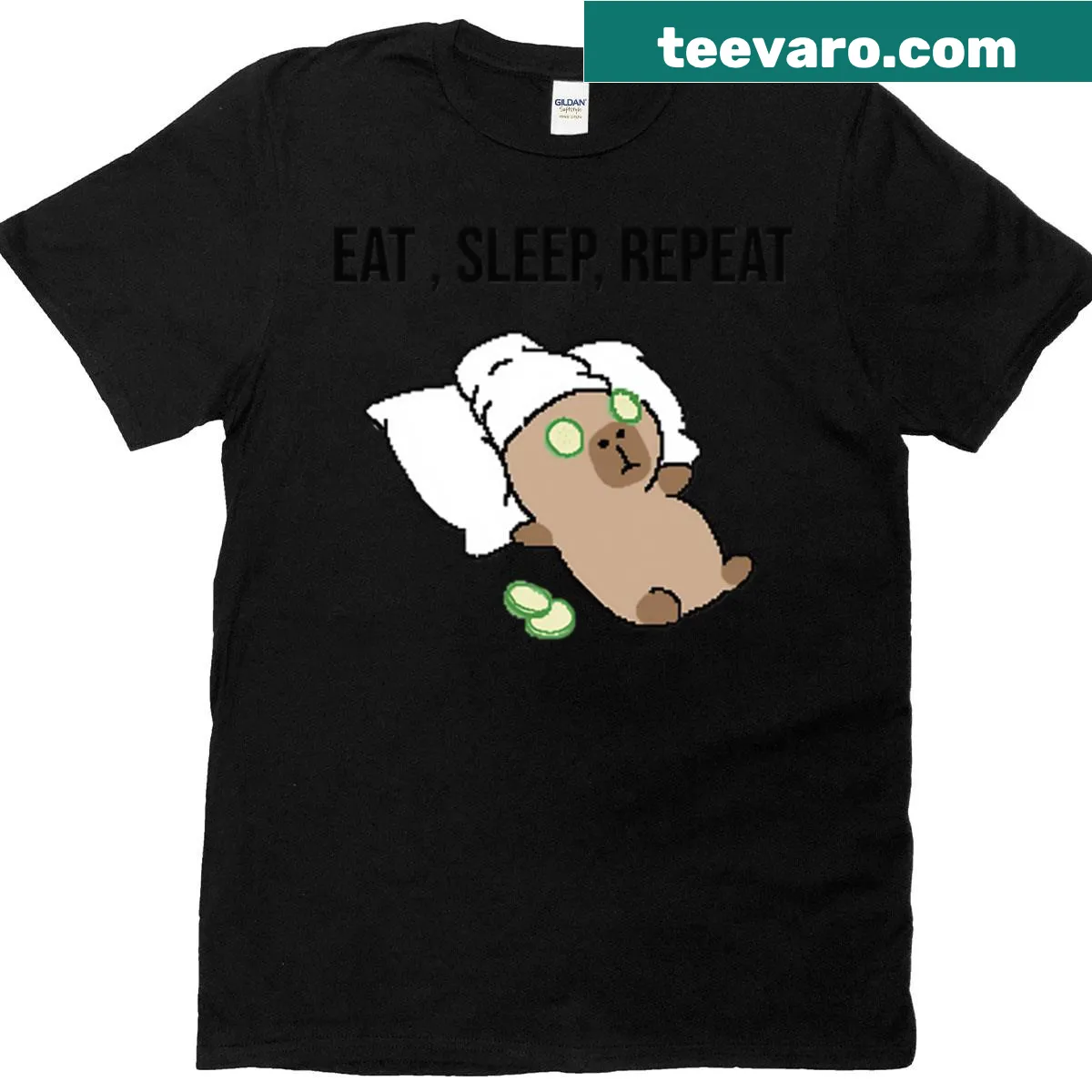 Illustrated capybara T-shirt showcasing lazy day vibes — on a men's t-shirt