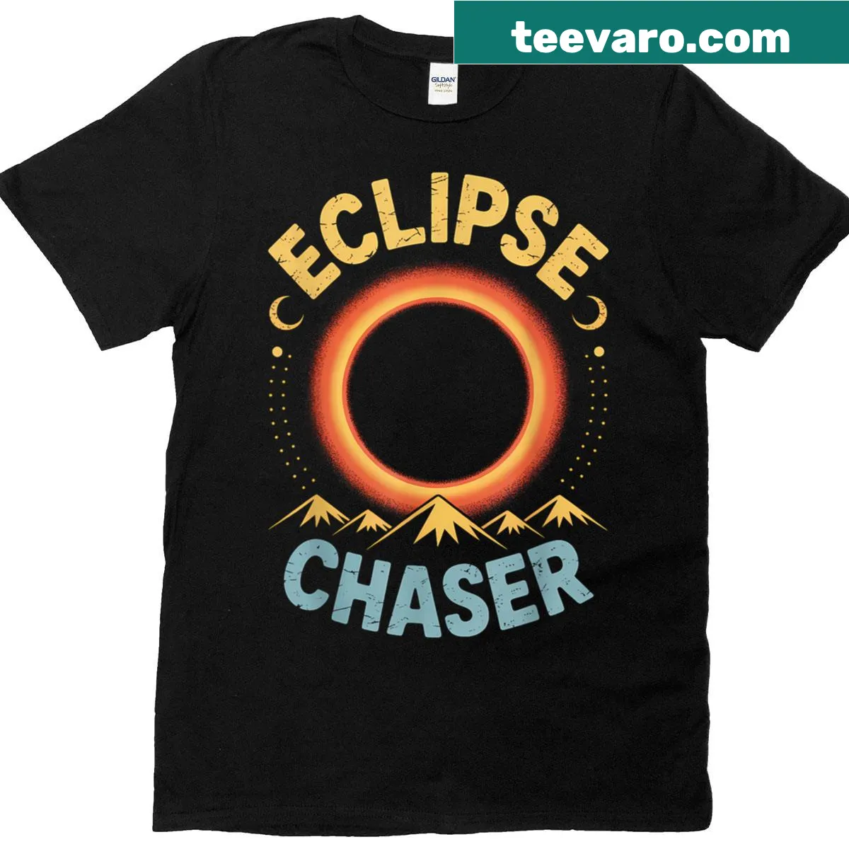 Graphic t-shirt announcing August 12, 2026 total solar eclipse — on a men's t-shirt