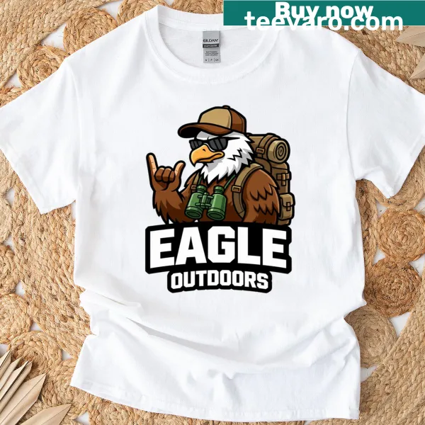 Outdoor-themed T-shirt with survival graphics and nature illustrations.