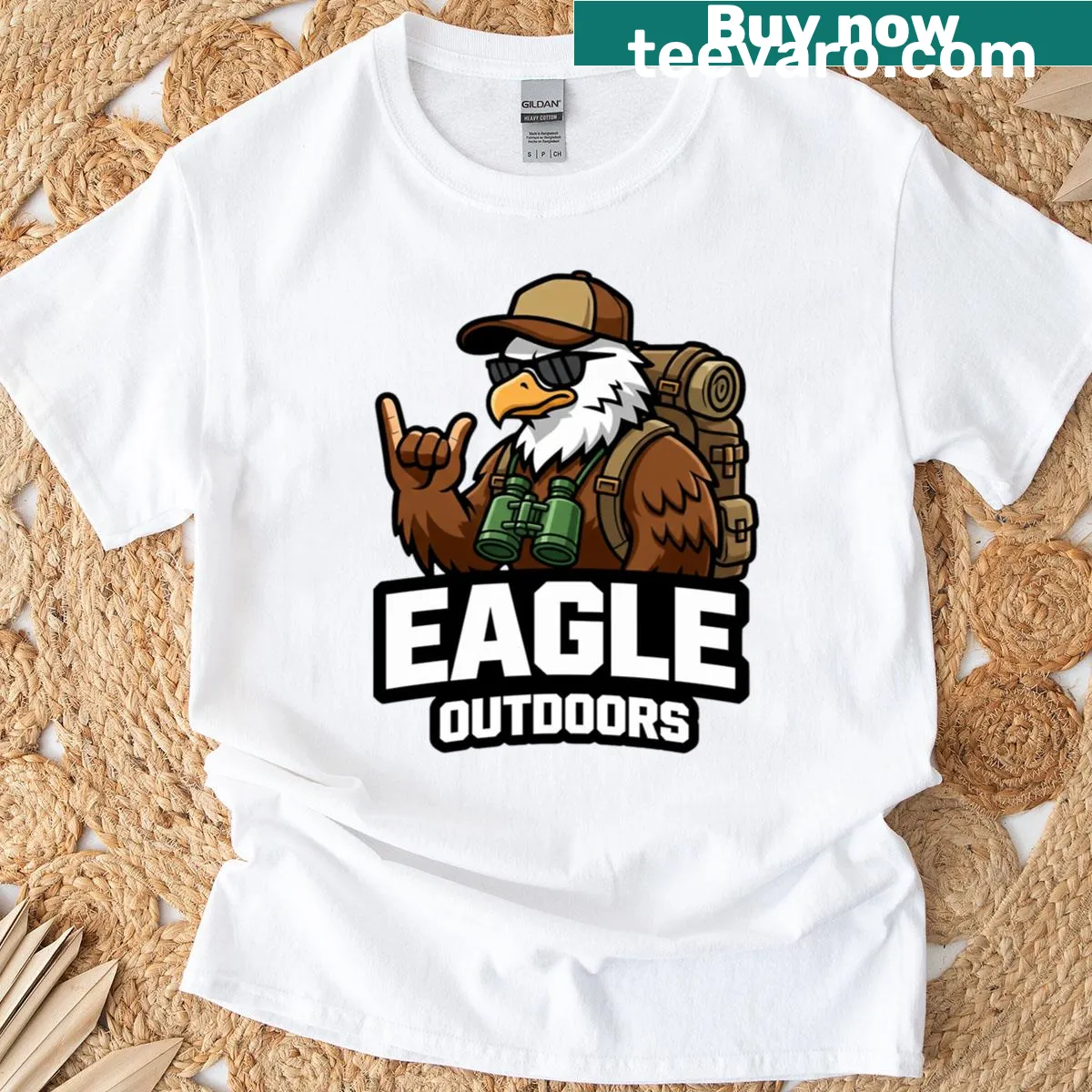 Outdoor-themed T-shirt with survival graphics and nature illustrations. — on a men's t-shirt