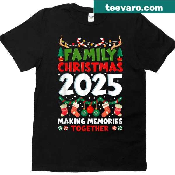 Family Christmas T-shirt with matching squad illustration