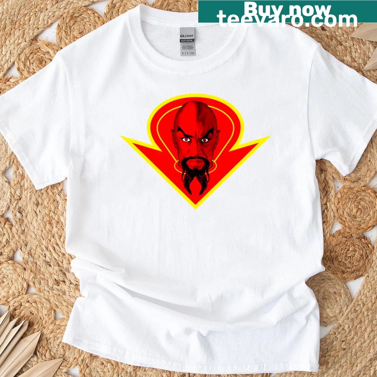 T-shirt featuring the iconic Ming character from Flash Gordon comics — on a men's t-shirt