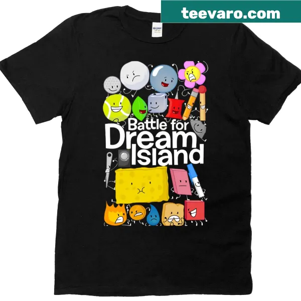 Cartoon kids T-shirt featuring BFDI characters and humor